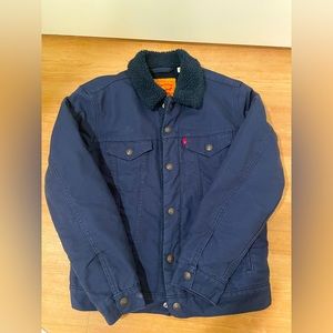 Levi’s Sherpa Trucker Jacket, Navy, Size Small